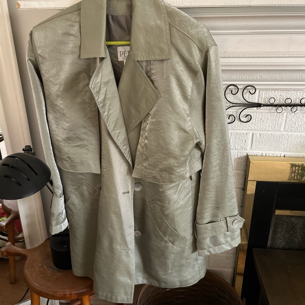 Petite Sophisticate Shimmering Silver Coat Vintage #y2k